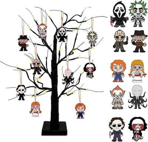 Horrorfilme Baumschmuck 10 Stück Holz hängend Mini Halloween Baumdeko - Bild 1 von 1