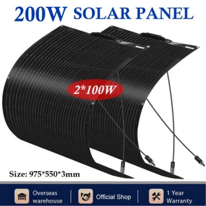 200W Flexibles Solarmodul 2x100W Monokristallines PV-modul für Wohnwagen Boot - Bild 1 von 9