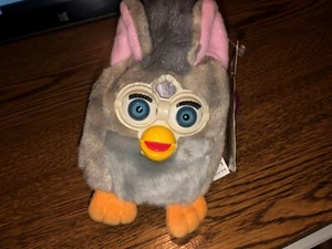 RARE VINTAGE 1999 FURBY BUDDIES " UP DOWN" GRAY WHITE BLUE EYES W/TAG - Picture 1 of 5