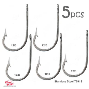 5 ganchos de pesca 12/0 7691S de acero inoxidable atún dorado Wahoo pez marlín ¡GUAU! - Imagen 1 de 6