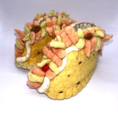 Botines Taco Infantil Talla 6-12 Meses Hechos a Mano Lana Tema Taco Fiesta Botines Foto 1 de 4