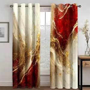 Marble Blackout Window Curtains for Bedroom 84 Length Red Gold Marble Drapes ... - Picture 1 of 8
