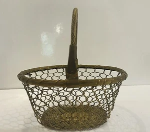 Vintage Woven Oval Brass Basket/Handle Made in India Decorative - Picture 1 of 9