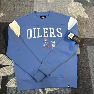 Retro Houston Oilers '47 Brand Crewneck Sweatshirt Mens Small Cadet Blue NWT - Picture 1 of 5