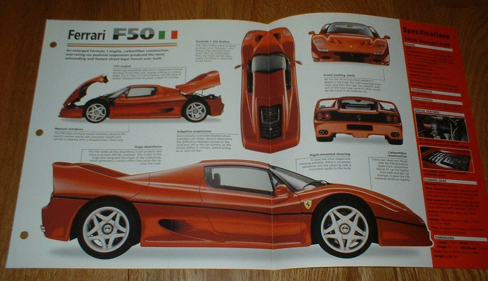 Ferrari F50 1997 hoja de especificaciones folleto impresión de fotos folleto de información 95 96 97 98★★ Foto 1 de 1