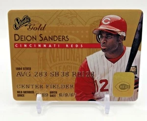 1995 STUDIO GOLD PLASTIC STOCK #20 DEION SANDERS CREDIT CARD CINCINNATI REDS - Picture 1 of 2