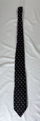 Pierre Cardin Men Tie Black w/ Christmas Ornaments Pattern 100% Silk - Image 1 of 4