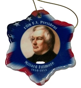 Millard Fillmore 13th US President Porcelain Christmas Double Sided Ornament  - Picture 1 of 2