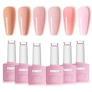 Gel Nail Polish Jelly Nude Set,Sheer Natural Milky Pink 6 Colors Gel Polish Nail - Picture 1 of 8