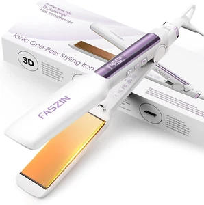 Wide-Plate Titanium Flat Iron Hair Straightener, 10 Temp Levels, Rapid Heat, LED - Picture 1 of 12