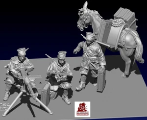 Equipo de ametralladora Hotchkiss francesa 28 mm/1:56 resina Primera Guerra Mundial y mula de transporte - Imagen 1 de 3