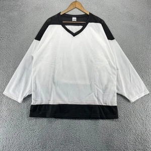 Vintage Hockey Jersey Men's Extra Large White Black Mesh Blank USA Made 90s NEW - Picture 1 of 9
