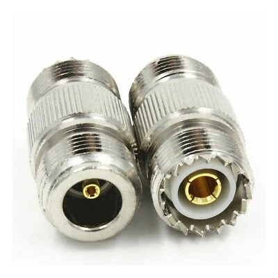 N-Type Female Jack to SO-239 UHF Female Jack RF Adapter Barrel Connector - Image 1 of 3