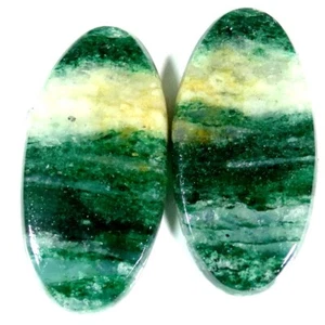 38.55Cts 15X31X4mm 100% Natural Green Aventurine Oval Cab Matched Pair Gemstone - Picture 1 of 5