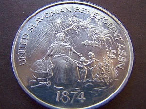 1974 UNITED SLAVONIAN BENEVOLENT ASSN. 100TH ANN. Aluminum Commemorative Medal - Picture 1 of 2