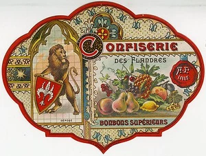 "CONFISERIE DES FLANDRES A.P. LILLE" Etiquette-chromo originale fin 1800 - Picture 1 of 1