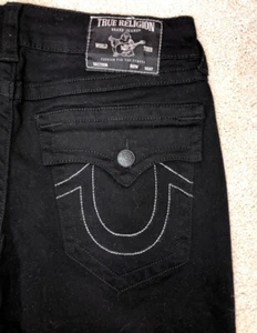 Nuevo con etiquetas True Religion Ricky Flap Relajado Pantalones de mezclilla rectos 33 W X 31 L Enjuague corporal Negro - Imagen 1 de 15