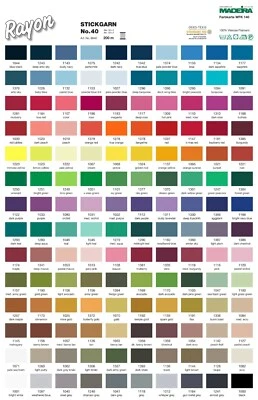 1,68€/100m | Madeira Stickgarn Rayon 40 auf 200 mtr.-Spulen 100% Viskose