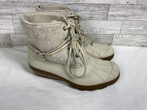 Sperry Quarter Women's Warm Wool Duck Ankle Boots Tan / Beige Size 7 - Picture 1 of 8