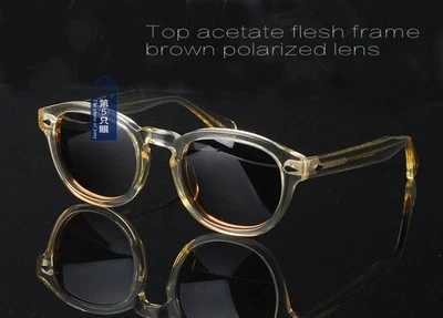 Gafas de sol polarizadas vintage Johnny Depp gafas marco carne marrón verde gafas Foto 1 de 4