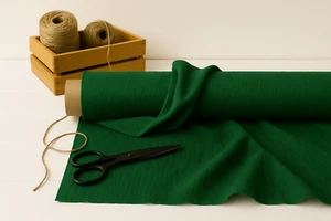 Cadmium Green Cotton-Linen Fabric by the Yard – Ideal for Crafts, Apparel, Decor - Picture 1 of 10