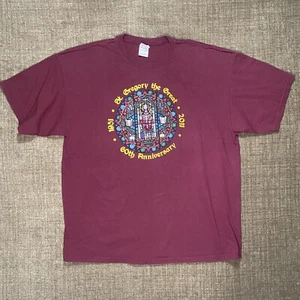 St Gregory The Great T Shirt Mens 2XL Maroon Stained Glass Church 1951 2011 - Picture 1 of 8