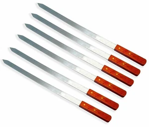 6 Wide BBQ Barbecue Shish Kabob Skewers Wooden Handles kabob شيش كباب عراقي - Picture 1 of 4