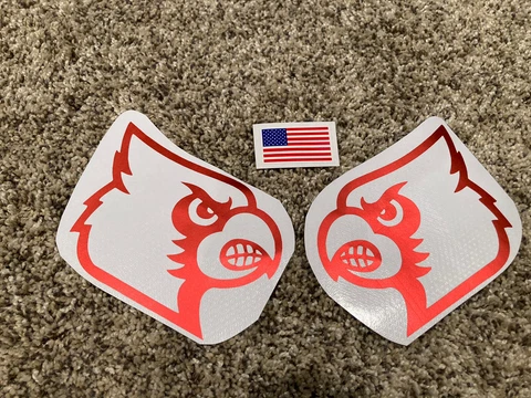 Chrome Louisville Cardinals Full Size FS Football Helmet Decals With Flag Cover