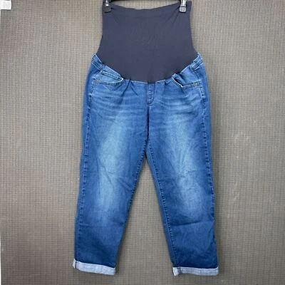 Aglow Maternity Size Large Blue Denim Jeans With Stretchy Belly Band - Image 1 of 4