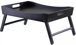 Espresso Wooden Bed Tray Table with Folding Legs and Handles 24.41x10.16x14.96 - Picture 1 of 4