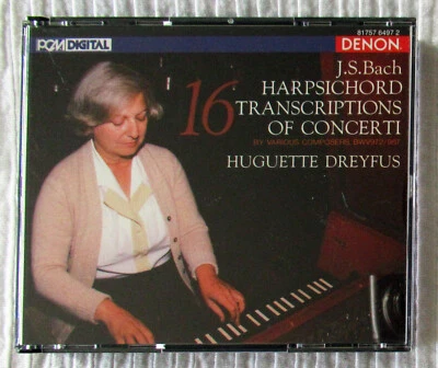 Huguette Dreyfus J.S. Bach: 16 Harpsichord Transcriptions Of Concerti - 2CDs -VG - Image 1 of 4