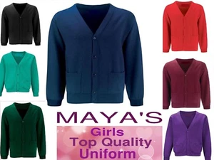 GIRLS SCHOOL CARDIGAN SCHOOL UNIFORM FLEECE SWEAT SHIRT CARDIGAN ALL SIZES - Picture 1 of 9