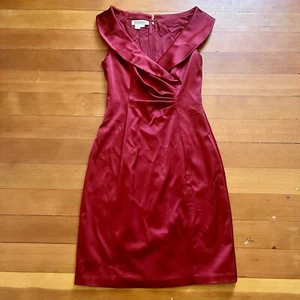 Vintage 90s Kay Unger New York Red Satin Dress, Size 2 - Picture 1 of 6