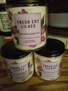 SET OF 3 BATH & BODY WORKS WHITE BARN FRESH CUT LILACS SINGLE WICK CANDLE - Picture 1 of 3