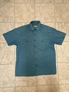 Howler Bros Shirt Mens Large Blue Button Up Short Sleeve Embroidered Cotton - Picture 1 of 6