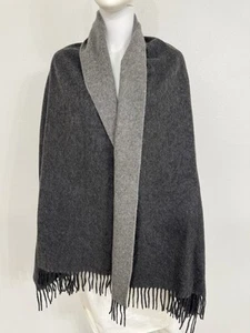 Max Mara Cashmere 2X Cashmere Shawl Scarf Gray Dark Gray Italy Unisex 30” x 80” - Picture 1 of 4