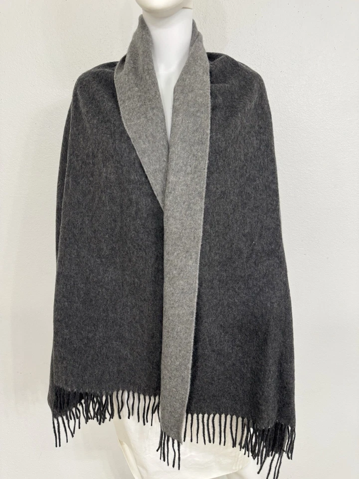 Max Mara Cachemira 2X Cachemira Mantón Bufanda Gris Oscuro Italia Unisex 30” x 80” Foto 1 de 4