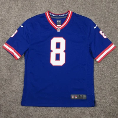 New York Giants Jersey Boys Large Blue #8 Daniel Jones Throwback Nike On Field - Image 1 of 4