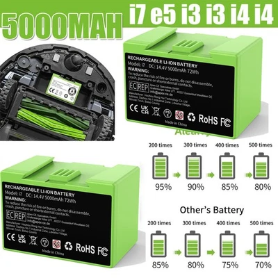 MARKENLOS 5000mAh Akku für iRobot Roomba 14.4V e5 e6 i3 i4 i7 ABL-D1 7150 7550 e5158 4.0AH