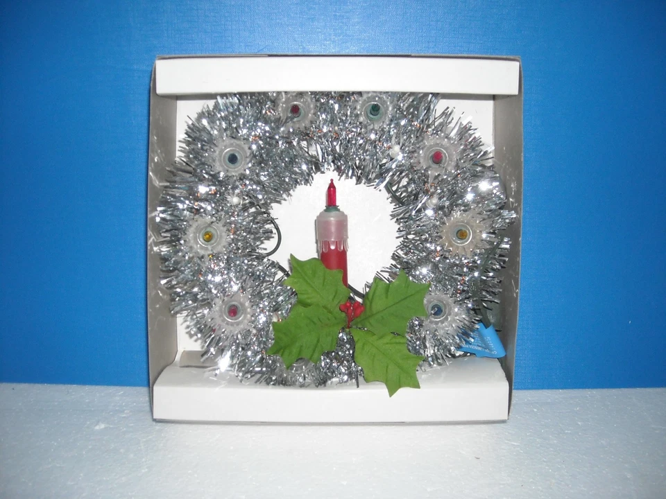 PUNTALE ALBERO ARGENTO CANDELA + 10 PISELLINI NATALE HERVIT ANNI '80 - Immagine 1 di 1