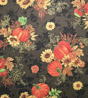 Fabric Tradition - Fall Harvest Glitter Quilting Fabric W/ Pumpkin  Sunflower - Image 1 of 2