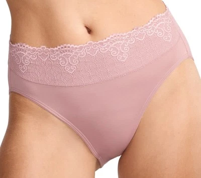 BALI Women’s Passion For Comfort Hi-Cut Brief Lace Panty DFPC62 Mauve Size M 6 - Image 1 of 4