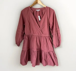 NWT madewell Mauve Poplin Petite Wrap Mini  Dress - Picture 1 of 7