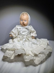 Antike gruselige Baby Puppe aus Komposit & Stoff Spuk Halloween Horror ~ 11 Zoll - Bild 1 von 21