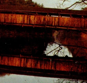 Vintage Postcard Chrome Perrine's Wooden Covered Bridge Wallkill River Rifton NY - Picture 1 of 3