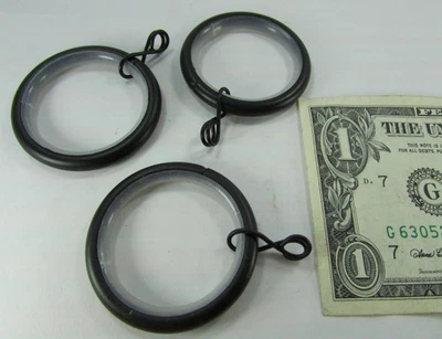 批量 20 件 1-1/4 英寸黑色织物/窗帘杆环 塑料内衬,带钢丝钩 — 第 1/4 张图片