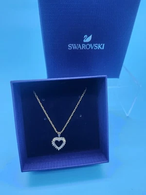 Swarovski Heart Necklace – Gold Tone Chain – Open Crystal Heart Pendant – NEW in - Image 1 of 4