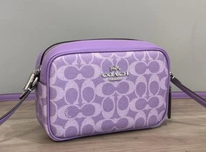 COACH CY752 Mini Jamie Camera Bag In Signature Canvas & Leather Silver/Iris - Picture 1 of 16