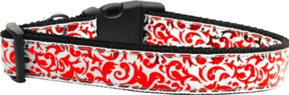 MIRAGE PET PRODUCTS Red & White Shimmer Premium Ribbon Pet Dog Collar NEW! FAST SHIP!