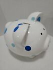 Collectible Child To Cherish White Ceramic Blue Polka Dot Piggy Bank 8